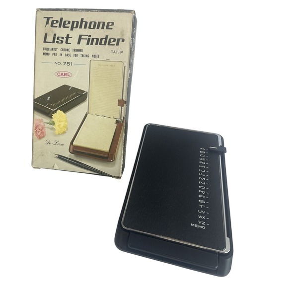 Vintage Carl Telephone List Finder No. 751 Chrome Trim Memo Pad Base Retro - Picture 1 of 12